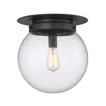 Z-Lite Calhoun 13" 1-Light Flush Mount - 120V - Matte Black / Clear Seedy