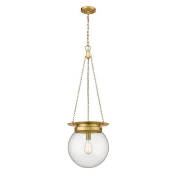 Z-Lite Calhoun 13" 1-Light Pendant - 120V - Heritage Brass / Clear Seedy