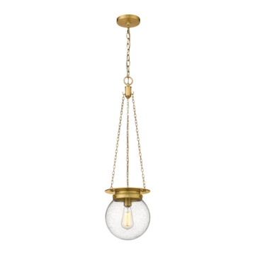 Z-Lite Calhoun 9" 1-Light Pendant - 120V - Heritage Brass / Clear Seedy