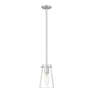 Z-Lite Kira 8" 1-Light Pendant w/ Down Rod - 120V - Brushed Nickel