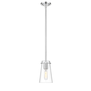 Z-Lite Kira 8" 1-Light Pendant w/ Down Rod - 120V - Chrome