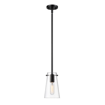 Z-Lite Kira 8" 1-Light Pendant w/ Down Rod - 120V - Matte Black