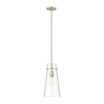 Z-Lite Kira 13" 1-Light Pendant w/ Down Rod - 120V - Brushed Nickel