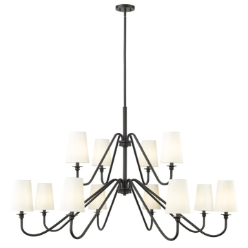Z-Lite Gianna 60" 12-Light Chandelier - 120V - Matte Black / White