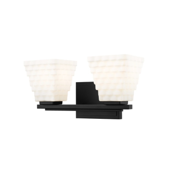 Z-Lite Annalise 14" 2-Light Vanity - 120V - Matte Black / Matte Opal