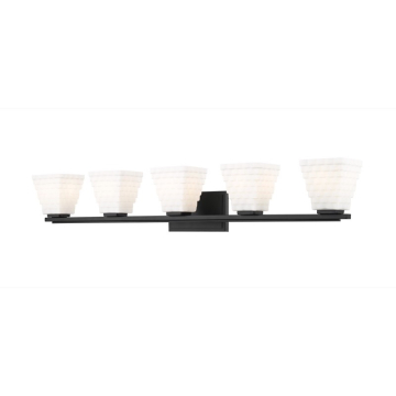 Z-Lite Annalise 42" 5-Light Vanity - 120V - Matte Black / Matte Opal