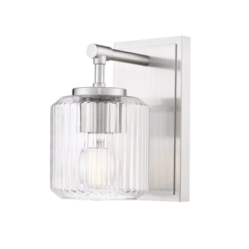 Z-Lite Landon 1-Light Wall Sconce - 120V - Brushed Nickel / Clear Ribbed