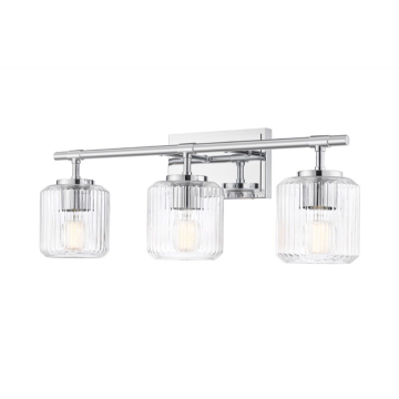 Z-Lite Landon 24" 3-Light Vanity - 120V - Chrome / Clear Ribbed