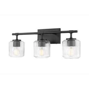 Z-Lite Landon 24" 3-Light Vanity - 120V - Matte Black / Clear Ribbed