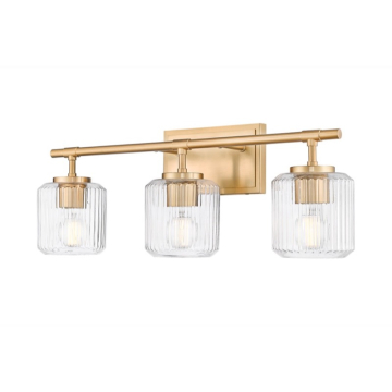 Z-Lite Landon 24" 3-Light Vanity - 120V - Modern Gold / Clear Ribbed