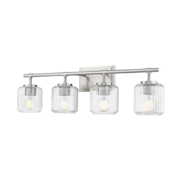 Z-Lite Landon 32" 4-Light Vanity - 120V - Brushed Nickel / Clear Ribbed