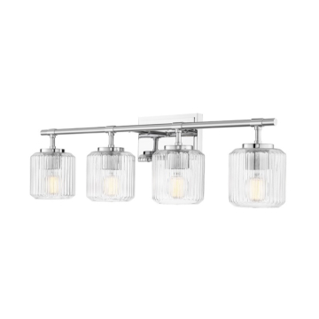 Z-Lite Landon 32" 4-Light Vanity - 120V - Chrome / Clear Ribbed