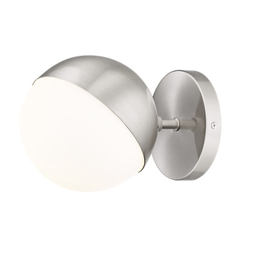 Z-Lite Realm Sphere 1-Light Wall Sconce - 120V - Brushed Nickel / Matte Opal