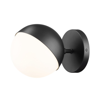 Z-Lite Realm Sphere 1-Light Wall Sconce - 120V - Matte Black / Matte Opal