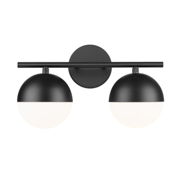 Z-Lite Realm Sphere 16" 2-Light Vanity - 120V - Matte Black / Matte Opal