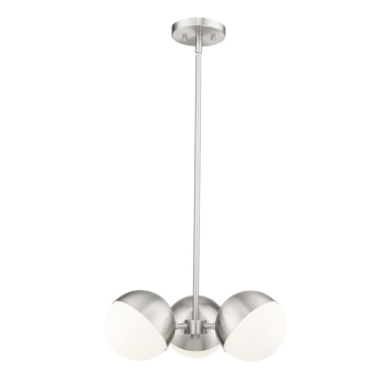 Z-Lite Realm Sphere 17" 3-Light Chandelier - 120V - Brushed Nickel / Matte Opal