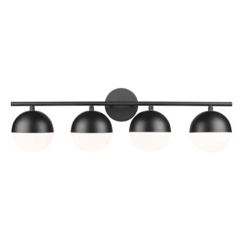 Z-Lite Realm Sphere 32" 4-Light Vanity - 120V - Matte Black / Matte Opal