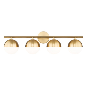 Z-Lite Realm Sphere 32" 4-Light Vanity - 120V - Modern Gold / Matte Opal