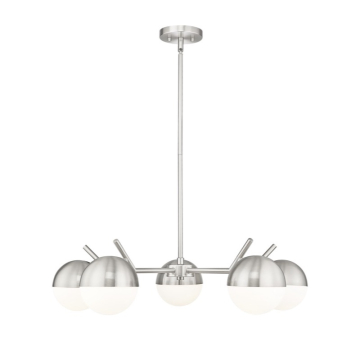 Z-Lite Realm Sphere 32" 5-Light Chandelier - 120V - Brushed Nickel / Matte Opal