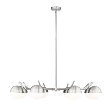 Z-Lite Realm Sphere 44" 8-Light Chandelier - 120V - Brushed Nickel / Matte Opal