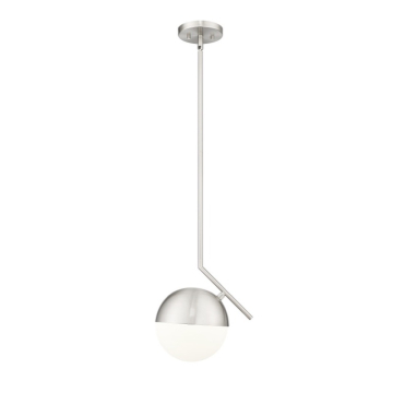 Z-Lite Realm Sphere 11" 1-Light Pendant - 120V - Brushed Nickel / Matte Opal