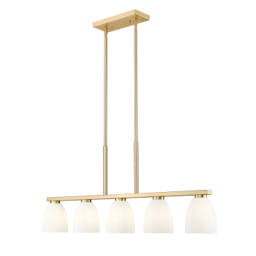 Z-Lite Naya 5-Light Linear Chandelier - 120V - Modern Gold / Matte Opal