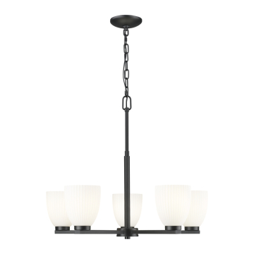 Z-Lite Naya 5-Light Chandelier - 120V - Matte Black / Matte Opal