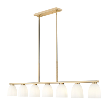 Z-Lite Naya 64" 7-Light Linear Chandelier - 120V - Modern Gold / Matte Opal