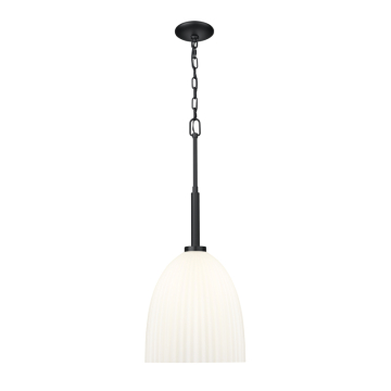 Z-Lite Naya 11" 1-Light Pendant - 120V - Matte Black / Matte Opal