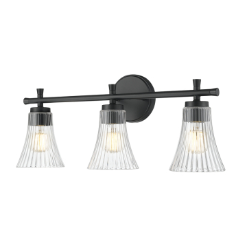 Z-Lite Belle 3-Light Vanity - 120V - Matte Black / Clear