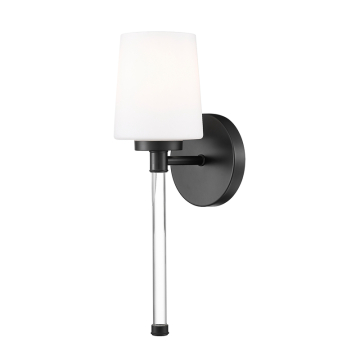 Z-Lite Henri 1-Light Wall Sconce - 120V - Matte Black / White Opal