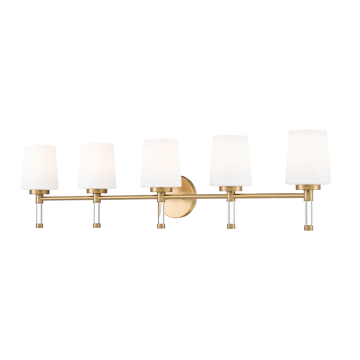 Z-Lite Henri 5-Light Vanity - 120V - Modern Gold / White Opal