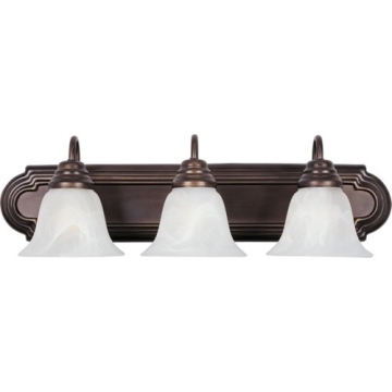Maxim Lighting Essentials 3-Light Vanity Light - Marble Glass Shade - 120V - Oil Rubbed Bronze