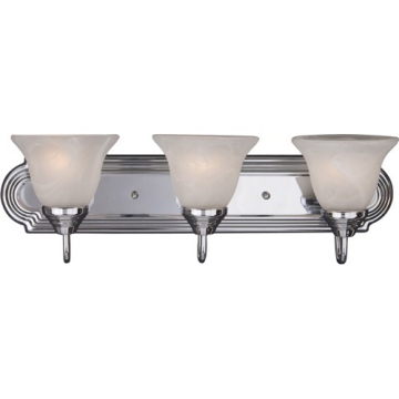 Maxim Lighting Essentials 3-Light Vanity Light - Marble Glass Shade - 120V - Polished Chrome