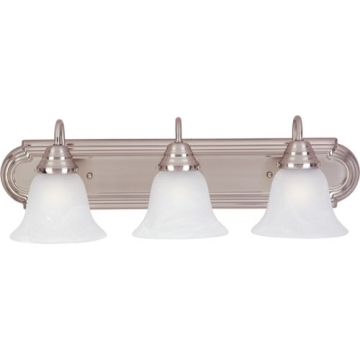 Maxim Lighting Essentials 3-Light Vanity Light - Marble Glass Shade - 120V - Satin Nickel