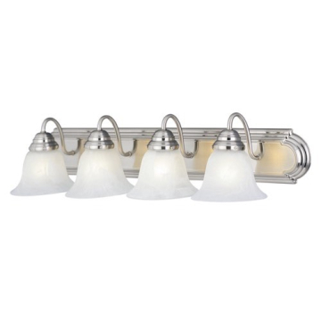 Maxim Lighting Essentials 4-Light Vanity Light - Marble Glass Shade - 120V - Satin Nickel