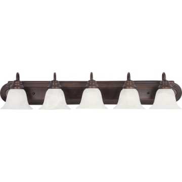 Maxim Lighting Essentials 5-Light Vanity Light - Marble Glass Shade - 120V - Oil Rubbed Bronze