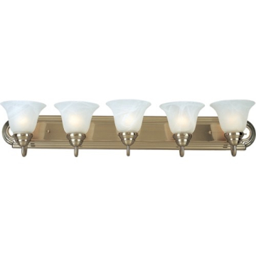 Maxim Lighting Essentials 5-Light Vanity Light - Marble Glass Shade - 120V - Satin Nickel