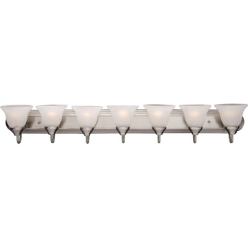 Maxim Lighting Essentials 7-Light Vanity Light - Marble Glass Shade - 120V - Satin Nickel