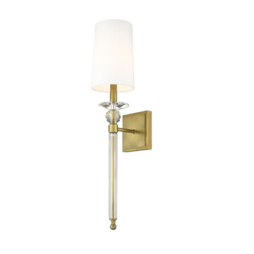 Z-Lite Ava 1-Light Wall Sconce - 120V - Rubbed Brass / White