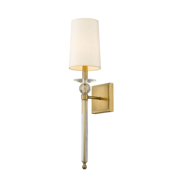 Z-Lite Ava 1-Light Wall Sconce - 120V - Rubbed Brass / Beige