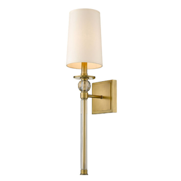 Z-Lite Mia 1-Light Wall Sconce - 120V - Rubbed Brass / Beige