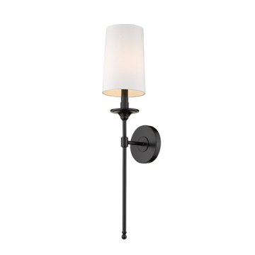 Z-Lite Emily 1-Light Wall Sconce - 120V - Matte Black / White