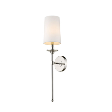 Z-Lite Emily 1-Light Wall Sconce - 120V - Polished Nickel / White