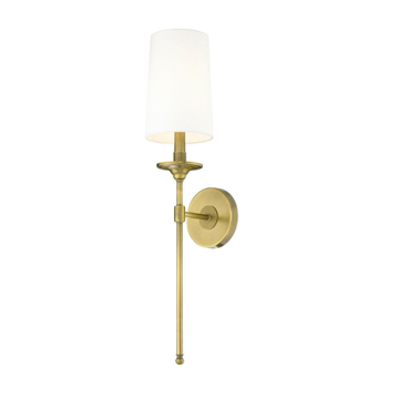 Z-Lite Emily 1-Light Wall Sconce - 120V - Rubbed Brass / White