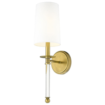 Z-Lite Mila 1-Light Wall Sconce - 120V - Rubbed Brass / White