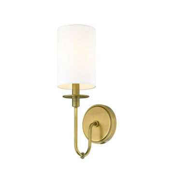 Z-Lite Ella 1-Light Wall Sconce - 120V - Rubbed Brass / White