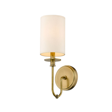 Z-Lite Ella 1-Light Wall Sconce - 120V - Rubbed Brass / Beige