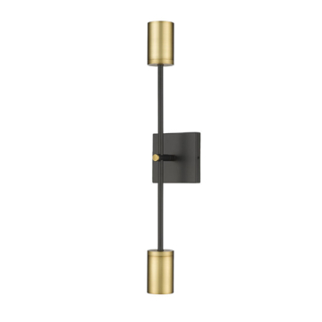 Z-Lite Calumet 2-Light Wall Sconce - 120V - Matte Black / Olde Brass