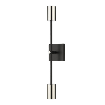 Z-Lite Calumet 2-Light Wall Sconce - 120V - Mate Black / Polished Nickel